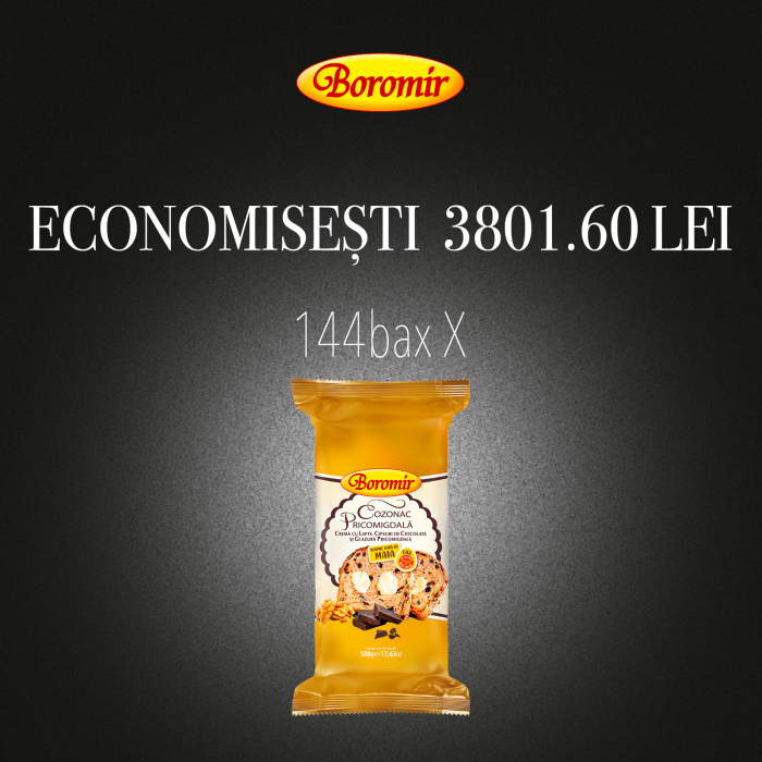 Pachet (3PALETI-144BAX-1152BUC*COZONAC PRICOMIGDALA CIPS.CIOC.CR.LAPTE 500G) [1]