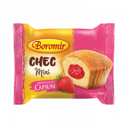 Cornuri - Chec Mini Boromir cu umplutură căpșuni 50g