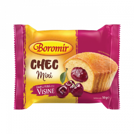 Cornuri - Chec Mini cu umplutură cu vișine 50g