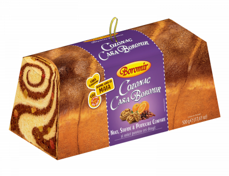 Cozonac Cadou - Cozonac Casa Boromir cu nuci, stafide si portocale