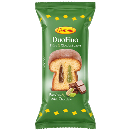 Cozonac Duofino - Cozonac DuoFino cu fistic, ciocolată și lapte 400g