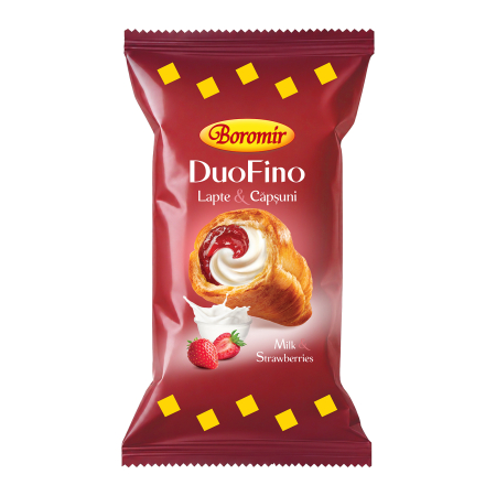 Croissant Duofino - Croissant DuoFino creme cu lapte și căpșuni 75g