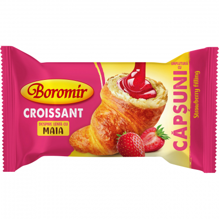 Cornuri - Croissant Boromir cu umplutură cu căpșuni 60g