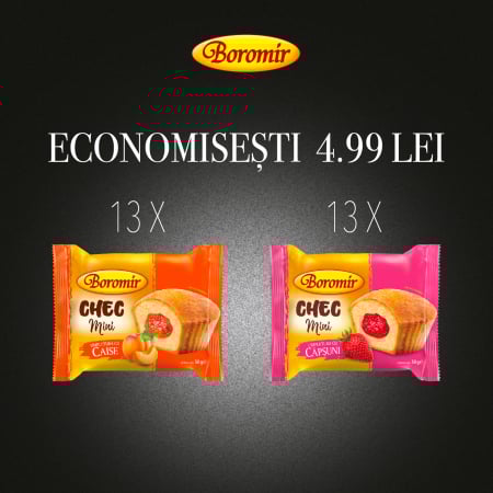 Black Friday 2025 - Pachet (1 bax - 13buc*CHEC MINI UMPLUTURA CU CAISE 50G + 1bax - 13buc*CHEC MINI UMPLUTURA CU CAPSUNI 50G )