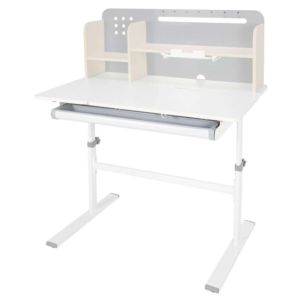 Masă de scris crescătoare, gri/alb, ODIN [21]