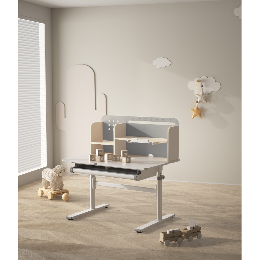 Masă de scris crescătoare, gri/alb, ODIN [25]