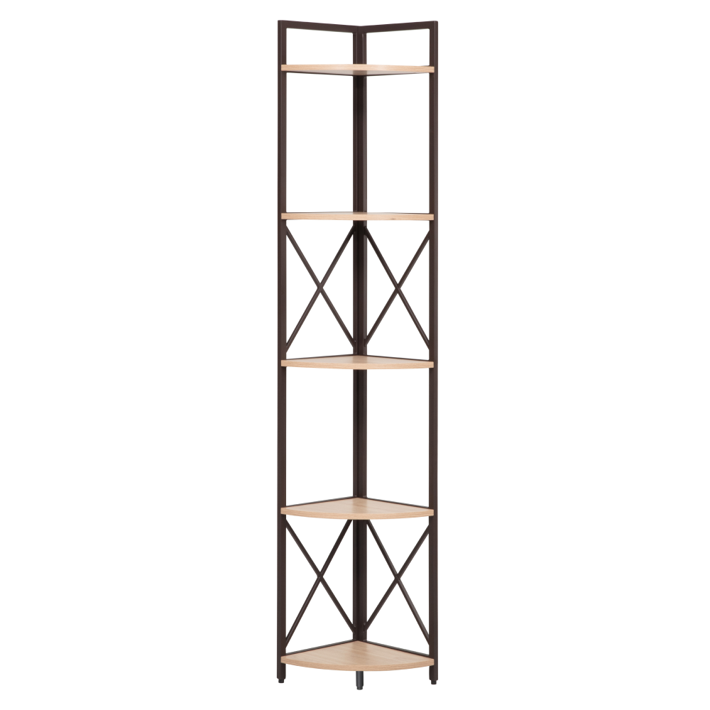 Raft de colţ cu poliţe, stejar/negru, PASOKO [3]