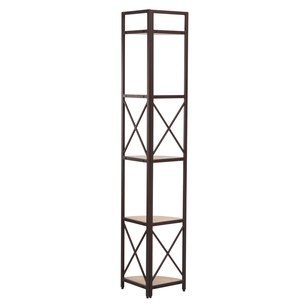 Raft de colţ cu poliţe, stejar/negru, PASOKO [5]