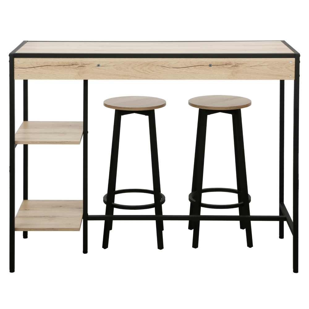 Set de bar 1+2, stejar/negru, POHOS [1]