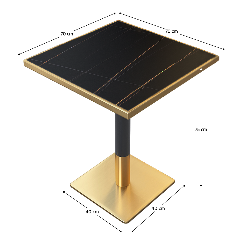 Masă de sufragerie bistro, marmură negră/negru/aur, 70x70 cm, PRESTON [3]