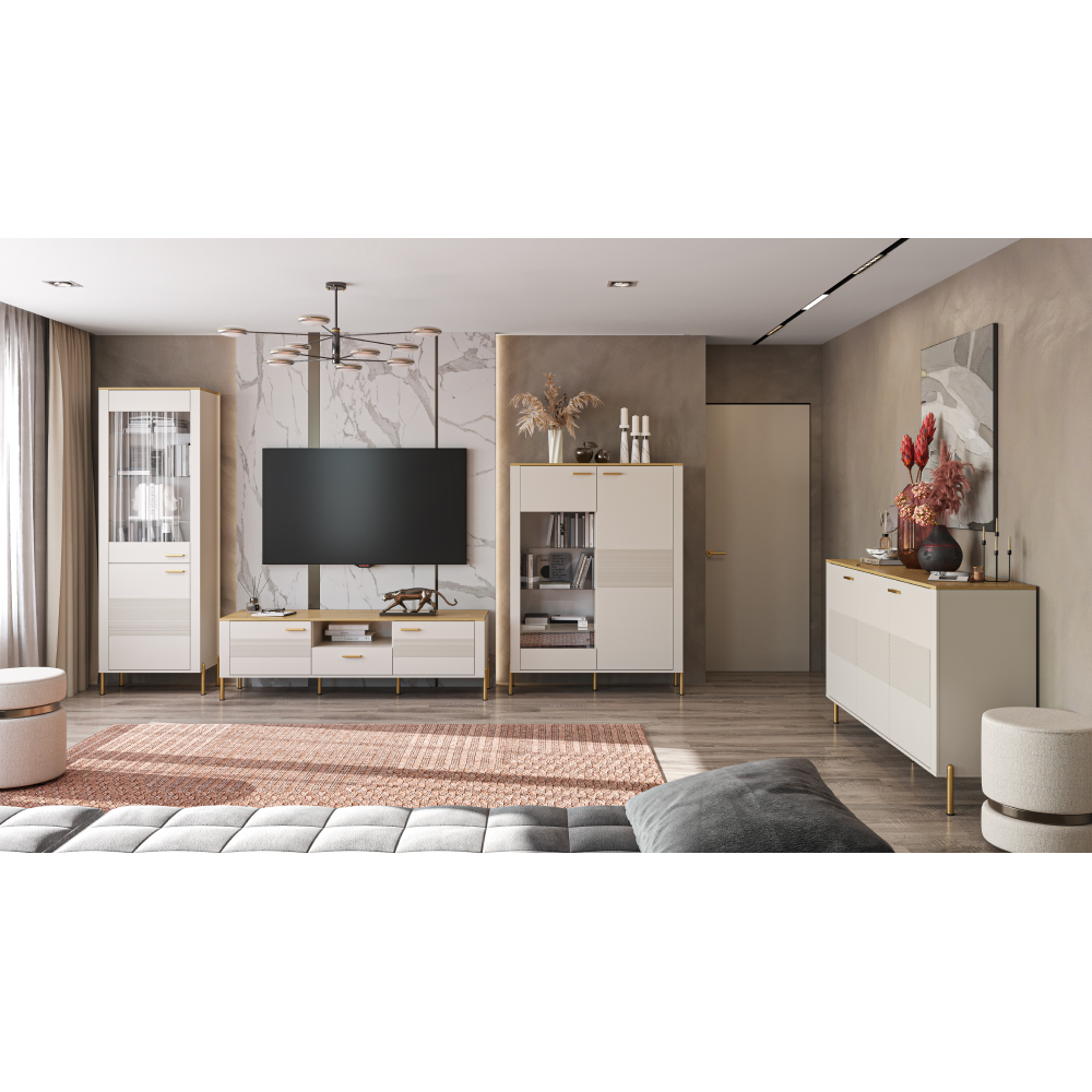 Comodă, caşmir/stejar de piatră, RUNOL 3D [2]