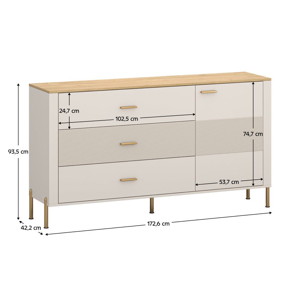 Comodă, caşmir/stejar de piatră, RUNOL 1D3S [1]