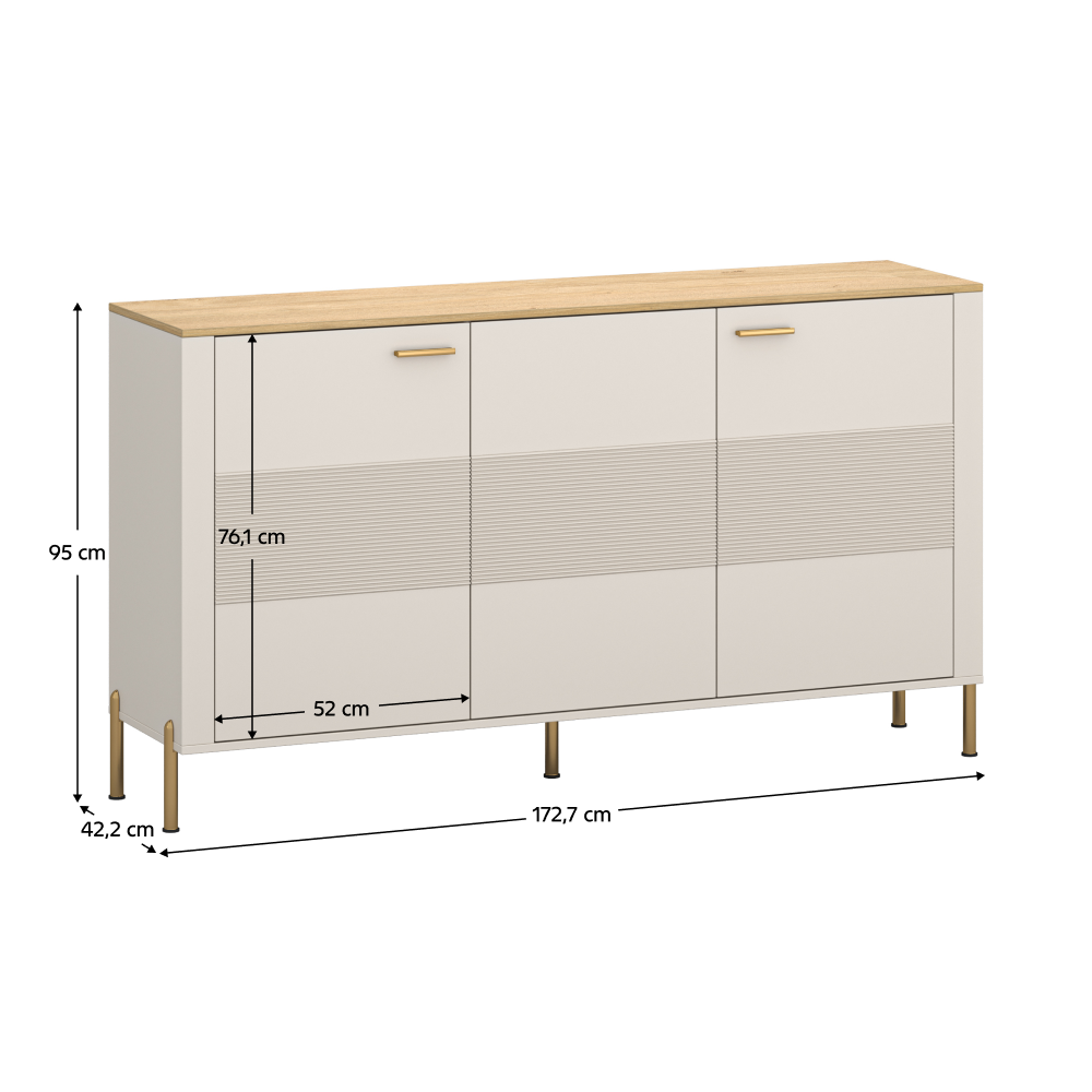 Comodă, caşmir/stejar de piatră, RUNOL 3D [3]