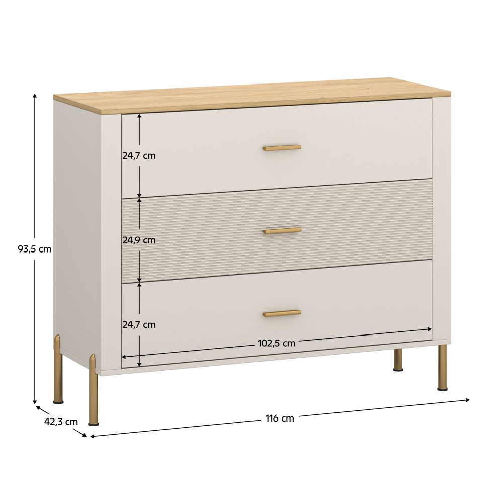 Comodă, caşmir/stejar de piatră, RUNOL 3S [3]