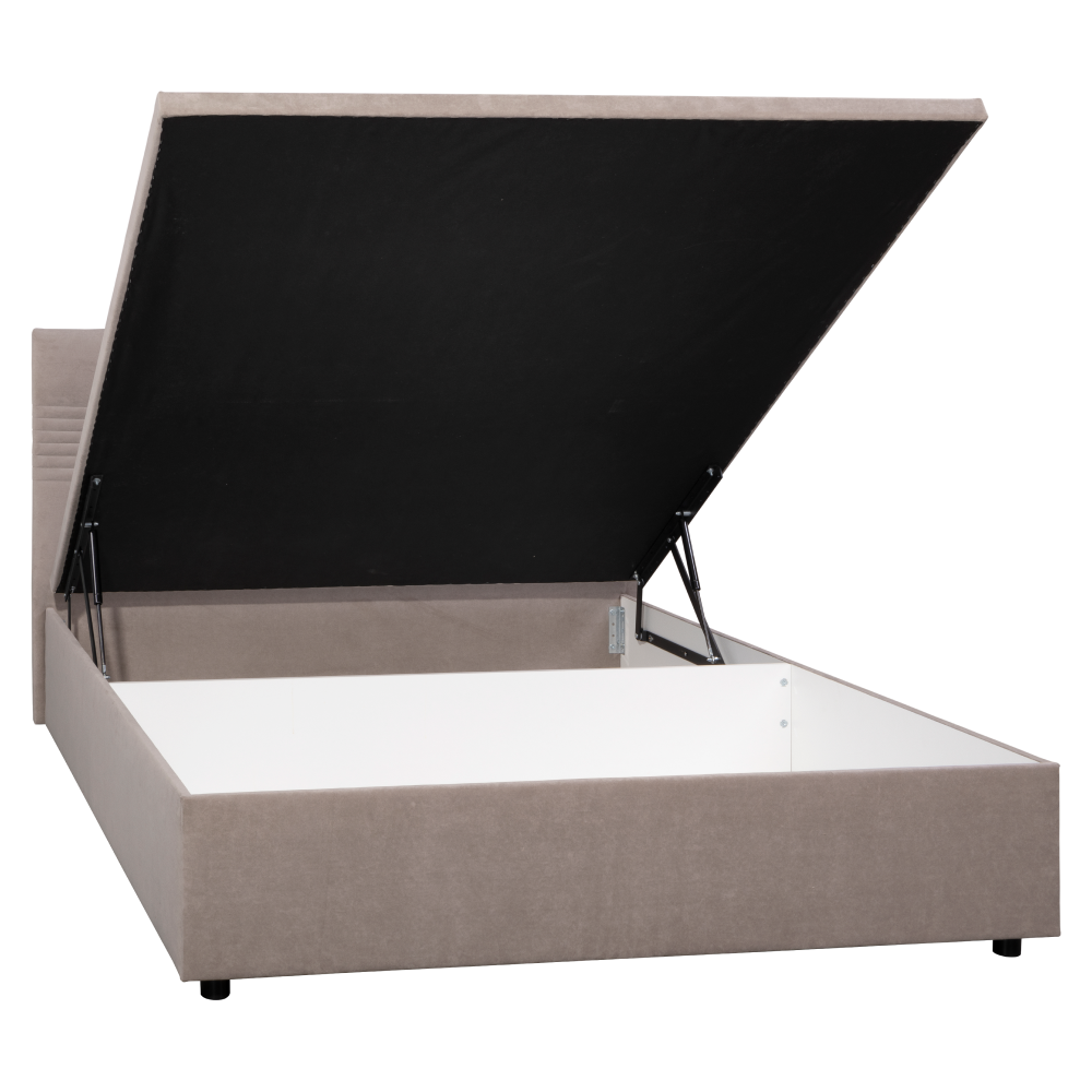 Pat cu spaţiu de depozitare, 160x200, alb, RUNOL [2]