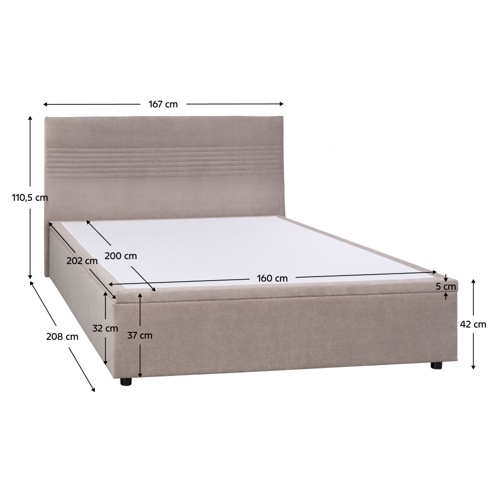 Pat cu spaţiu de depozitare, 160x200, alb, RUNOL [5]