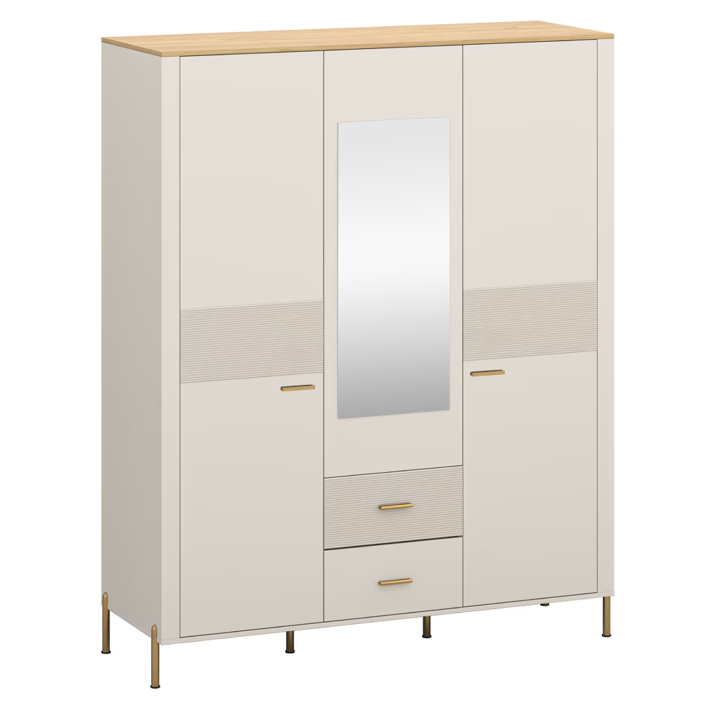 Dulap cu oglindă, caşmir/stejar de piatră, RUNOL 3D2S [4]