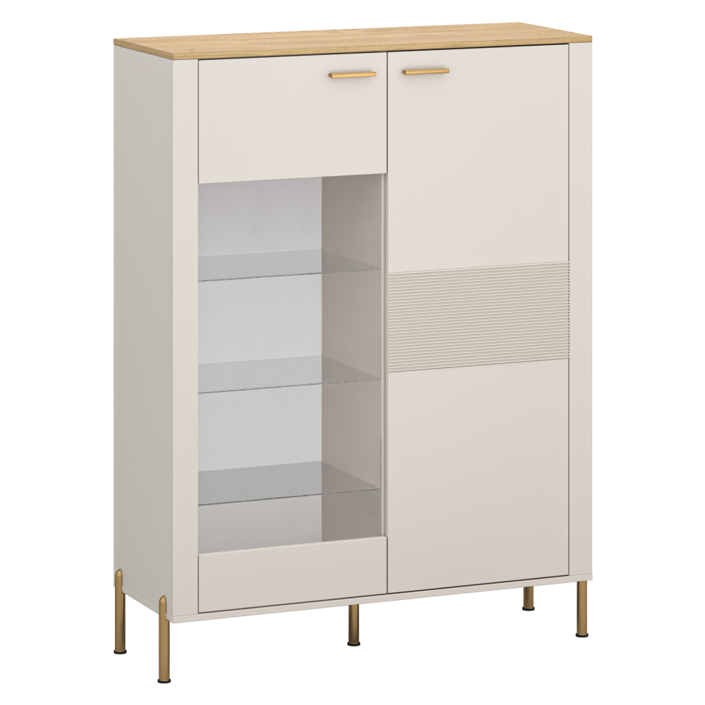 Toate Produsele - Vitrină joasă, caşmir/stejar de piatră, RUNOL 1D1W