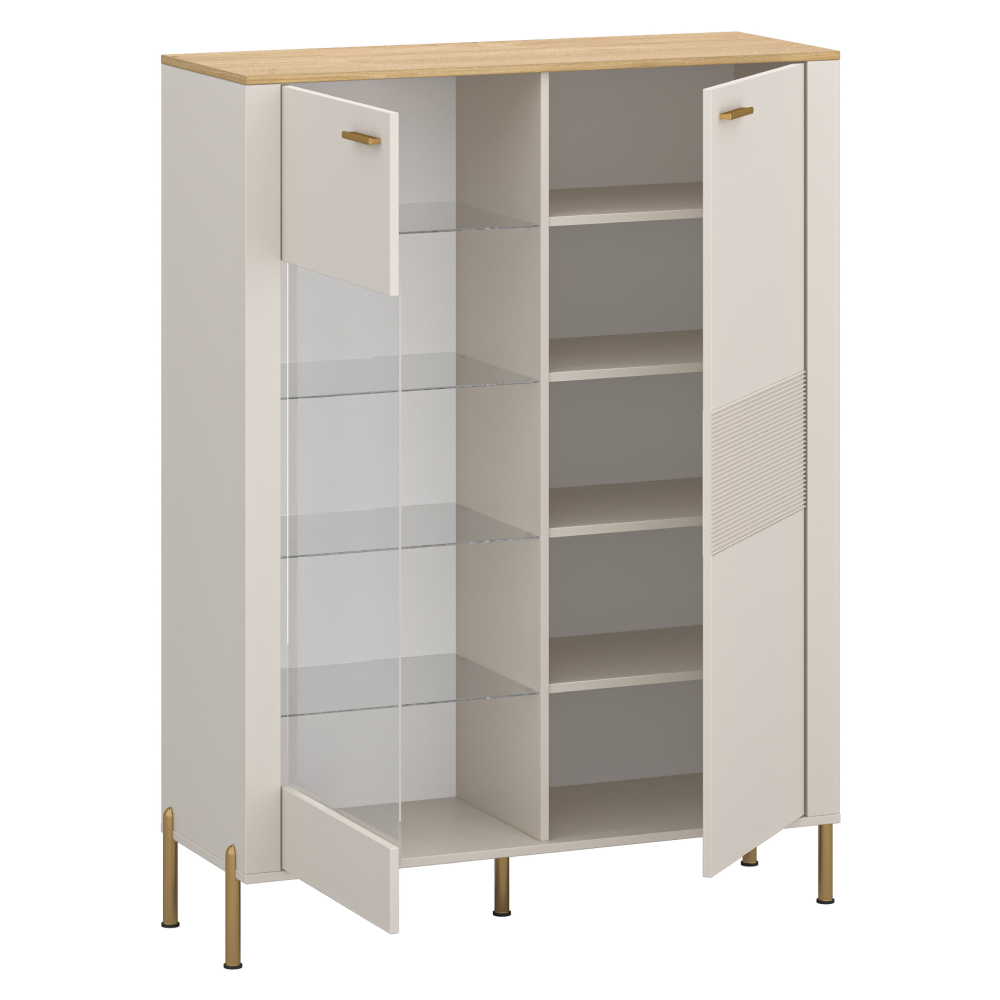 Vitrină joasă, caşmir/stejar de piatră, RUNOL 1D1W [4]