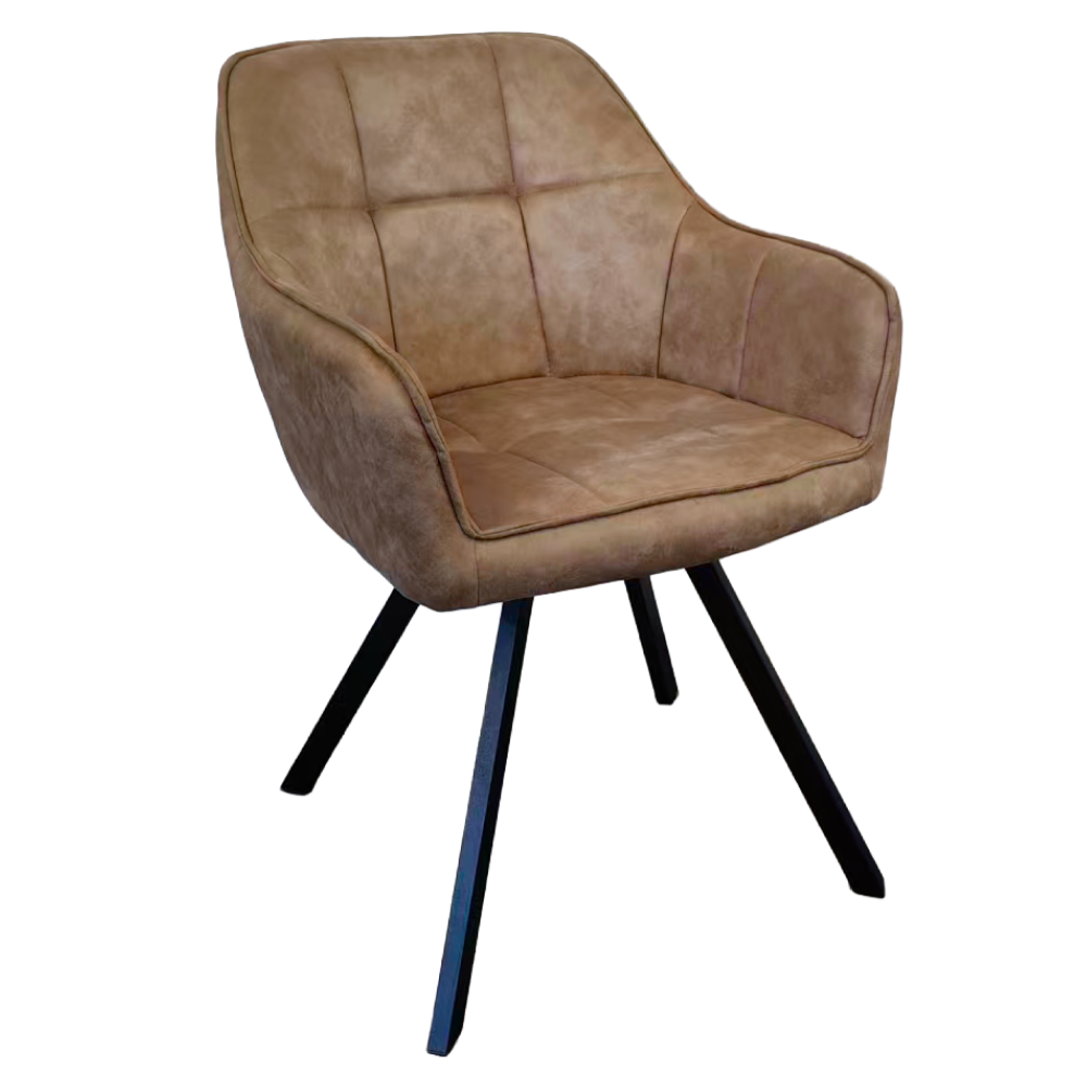 Toate Produsele - Fotoliu pentru sufragerie pivotant, ţesătură cu efect de piele periatăt gri maro, SAMANTA