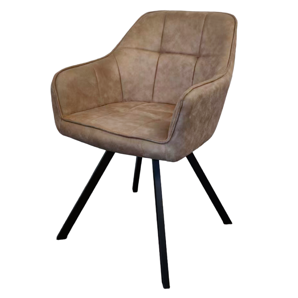 Fotoliu pentru sufragerie pivotant, ţesătură cu efect de piele periatăt gri maro, SAMANTA [2]