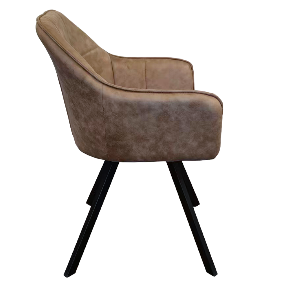 Fotoliu pentru sufragerie pivotant, ţesătură cu efect de piele periatăt gri maro, SAMANTA [5]