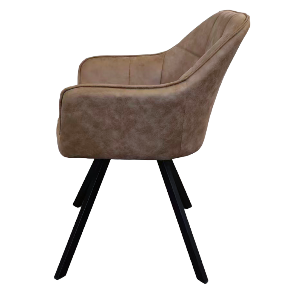 Fotoliu pentru sufragerie pivotant, ţesătură cu efect de piele periatăt gri maro, SAMANTA [6]