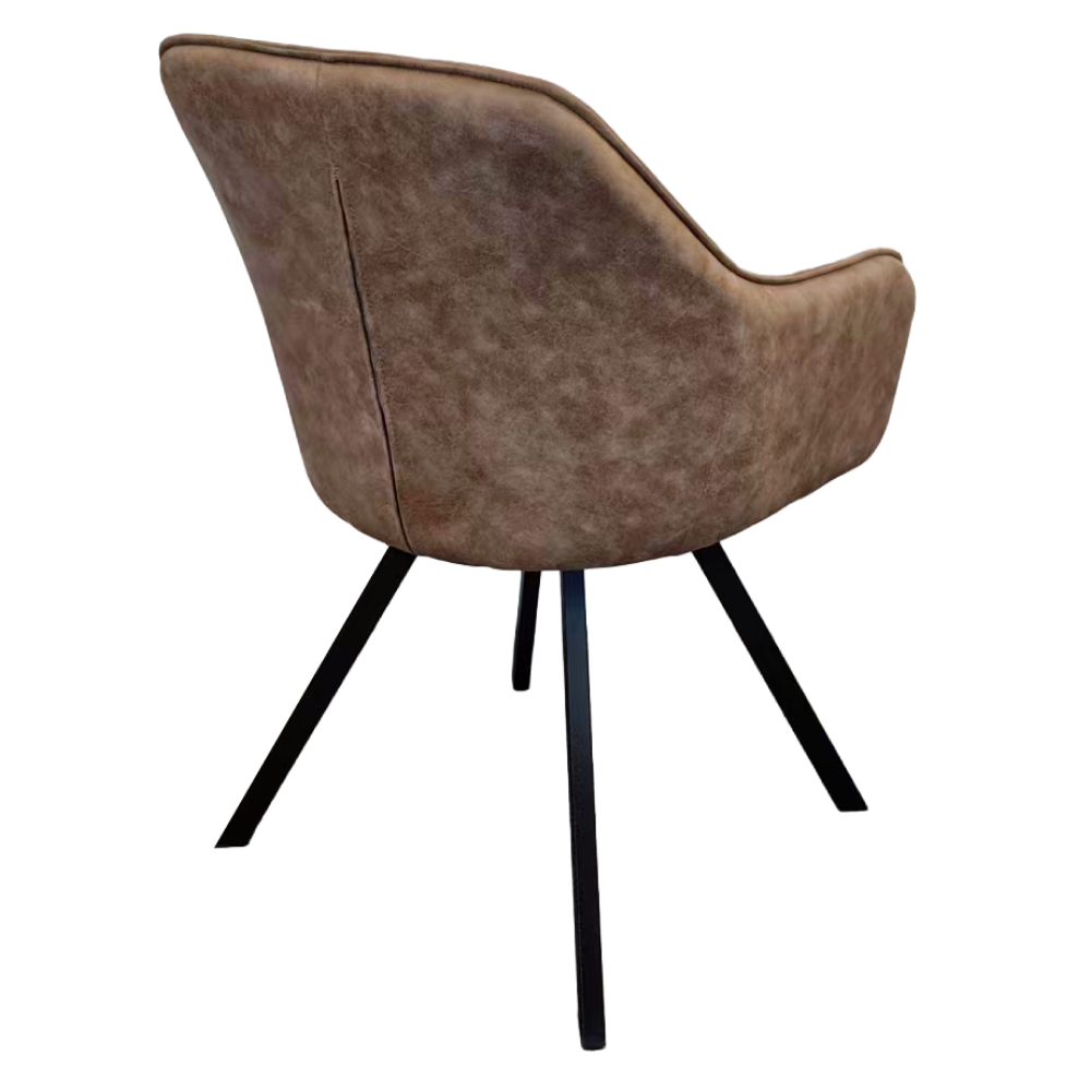 Fotoliu pentru sufragerie pivotant, ţesătură cu efect de piele periatăt gri maro, SAMANTA [7]