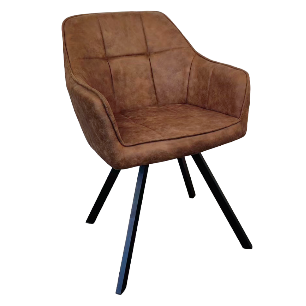 Toate Produsele - Fotoliu pentru sufragerie pivotant, ţesătură cu efect de piele periată maro închis, SAMANTA