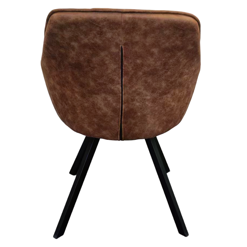 Fotoliu pentru sufragerie pivotant, ţesătură cu efect de piele periată maro închis, SAMANTA [1]