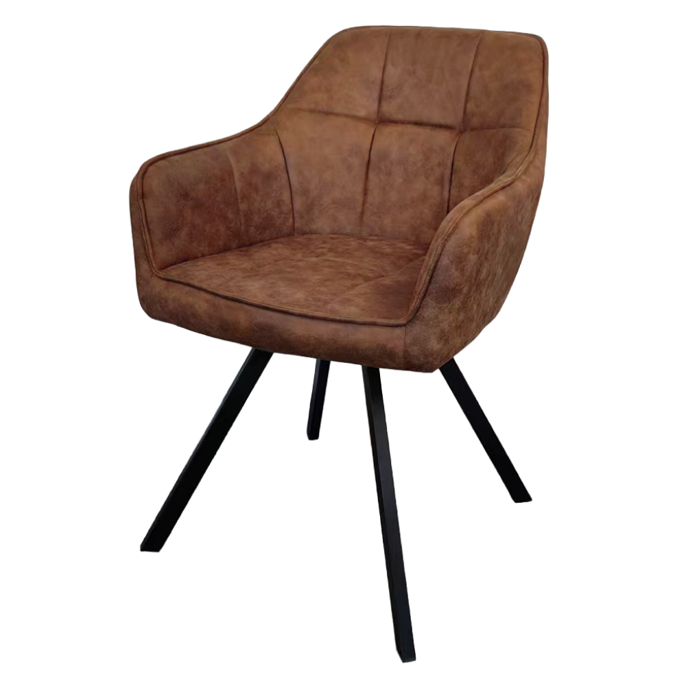 Fotoliu pentru sufragerie pivotant, ţesătură cu efect de piele periată maro închis, SAMANTA [2]