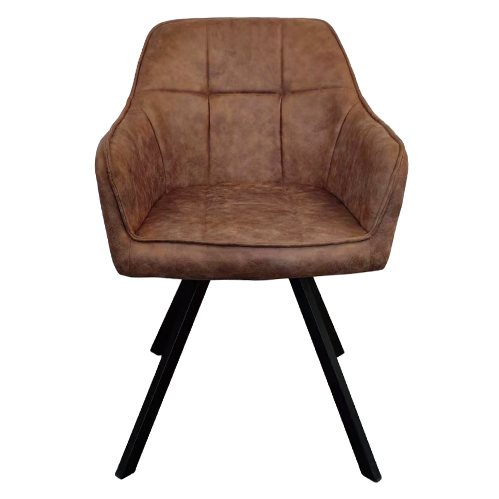 Fotoliu pentru sufragerie pivotant, ţesătură cu efect de piele periată maro închis, SAMANTA [3]