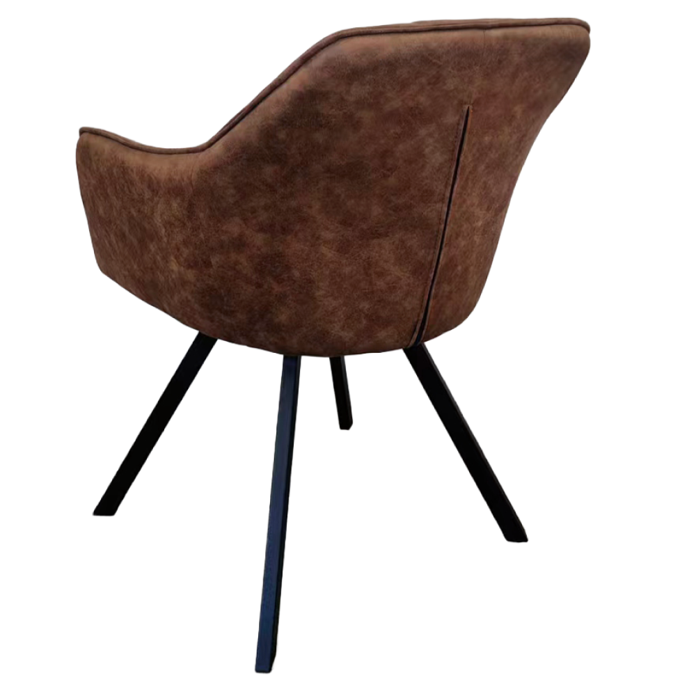 Fotoliu pentru sufragerie pivotant, ţesătură cu efect de piele periată maro închis, SAMANTA [4]