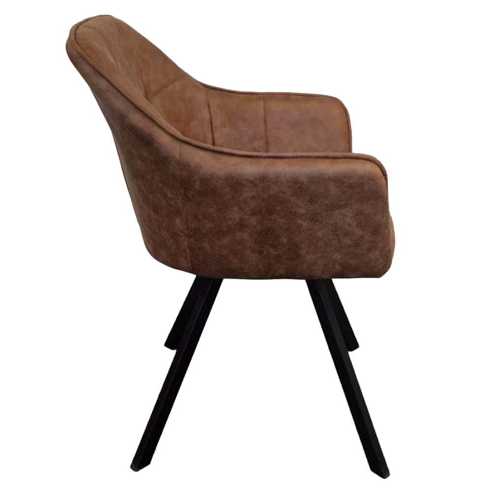 Fotoliu pentru sufragerie pivotant, ţesătură cu efect de piele periată maro închis, SAMANTA [5]