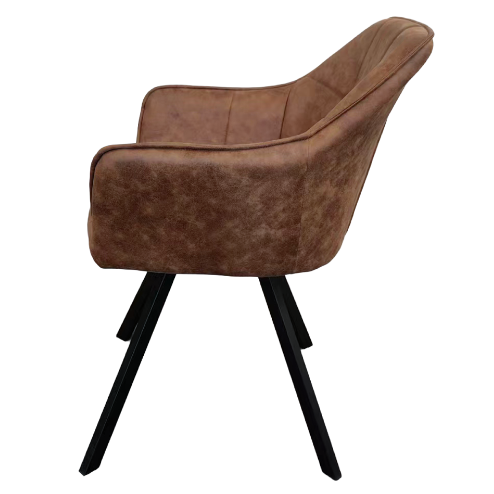 Fotoliu pentru sufragerie pivotant, ţesătură cu efect de piele periată maro închis, SAMANTA [6]