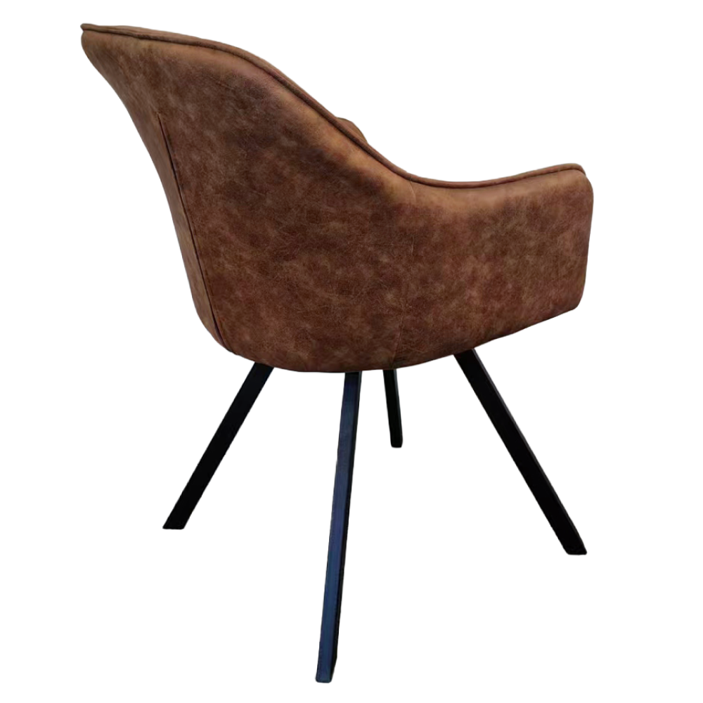 Fotoliu pentru sufragerie pivotant, ţesătură cu efect de piele periată maro închis, SAMANTA [7]