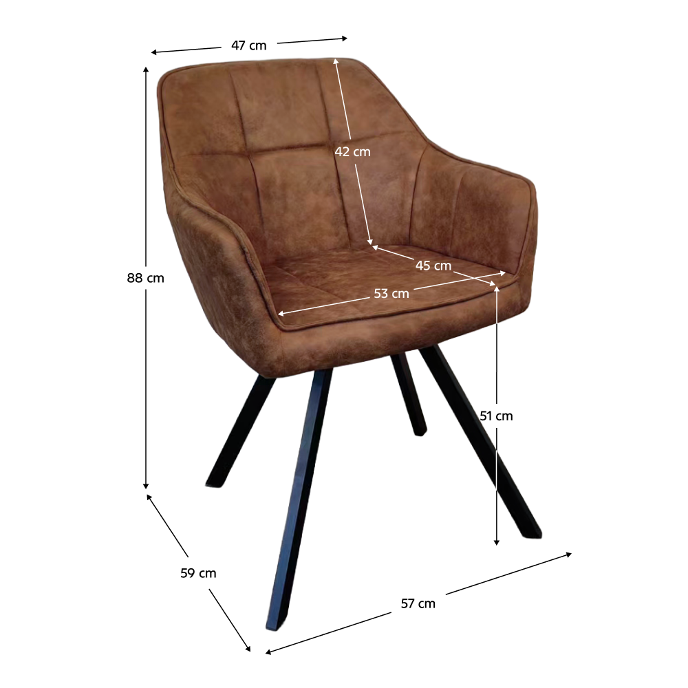 Fotoliu pentru sufragerie pivotant, ţesătură cu efect de piele periată maro închis, SAMANTA [8]