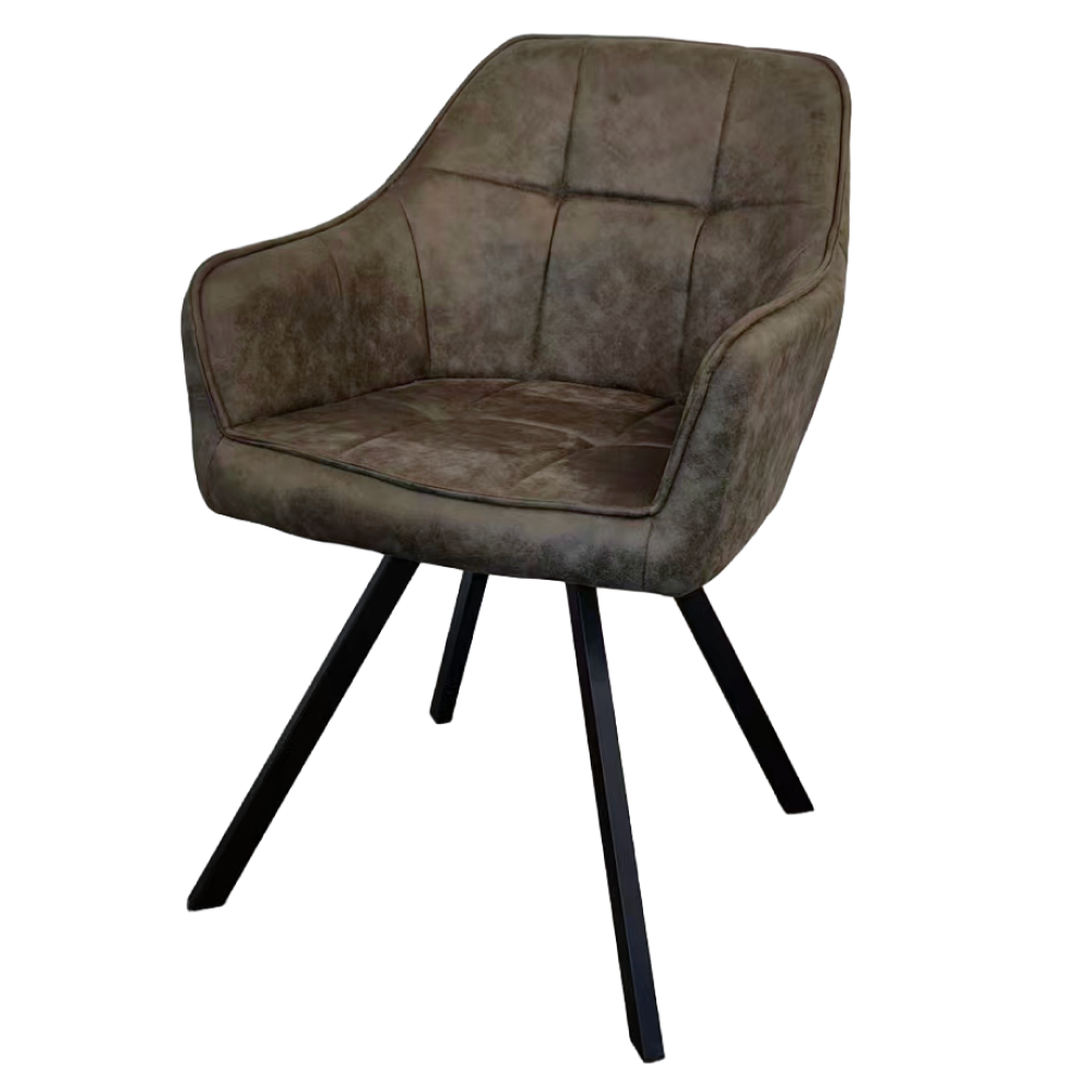 Fotoliu pentru sufragerie pivotant, ţesătură cu efect de piele periată verde, SAMANTA [2]