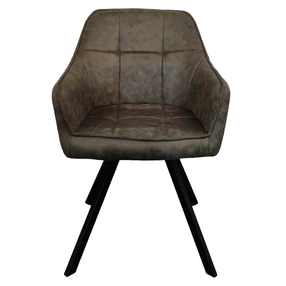 Fotoliu pentru sufragerie pivotant, ţesătură cu efect de piele periată verde, SAMANTA [3]