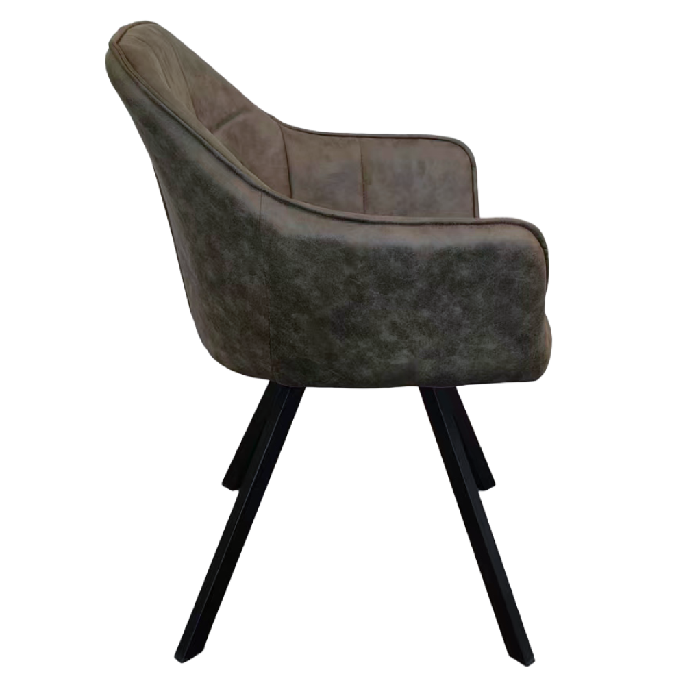 Fotoliu pentru sufragerie pivotant, ţesătură cu efect de piele periată verde, SAMANTA [5]