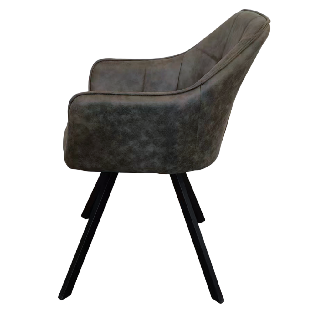 Fotoliu pentru sufragerie pivotant, ţesătură cu efect de piele periată verde, SAMANTA [6]