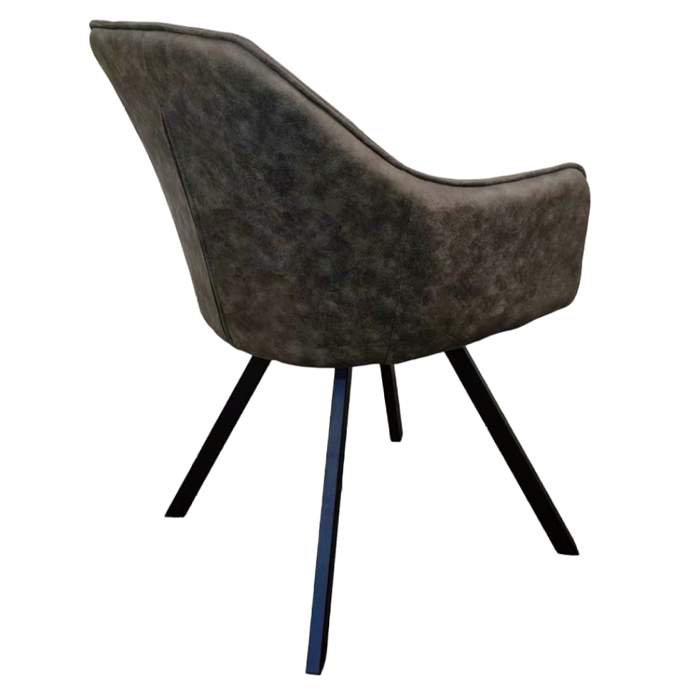 Fotoliu pentru sufragerie pivotant, ţesătură cu efect de piele periată verde, SAMANTA [7]