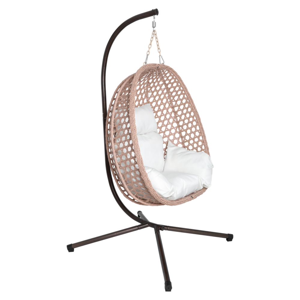 Scaun suspendat, pliabil, cupru/bej/crem, SANAN [4]