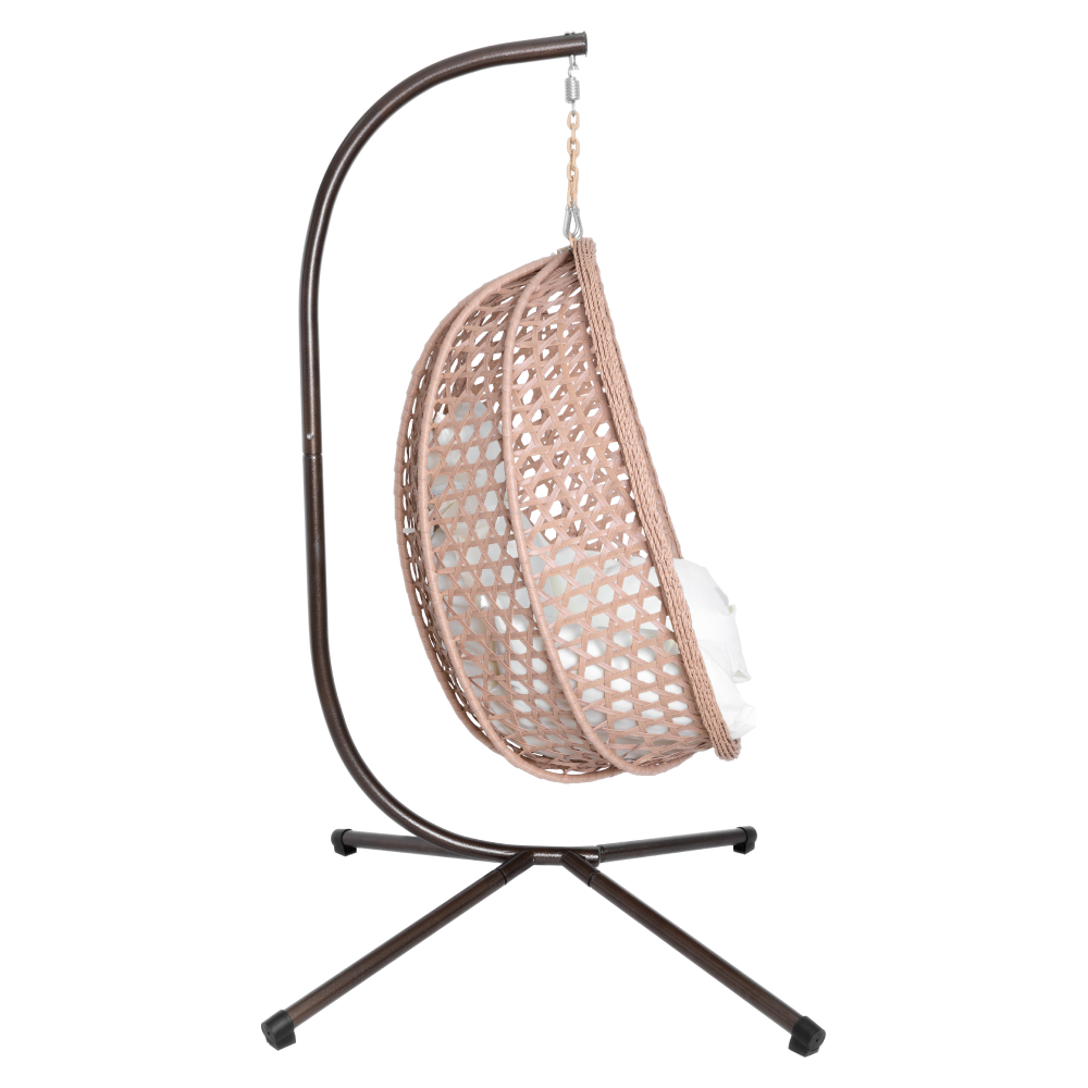 Scaun suspendat, pliabil, cupru/bej/crem, SANAN [5]