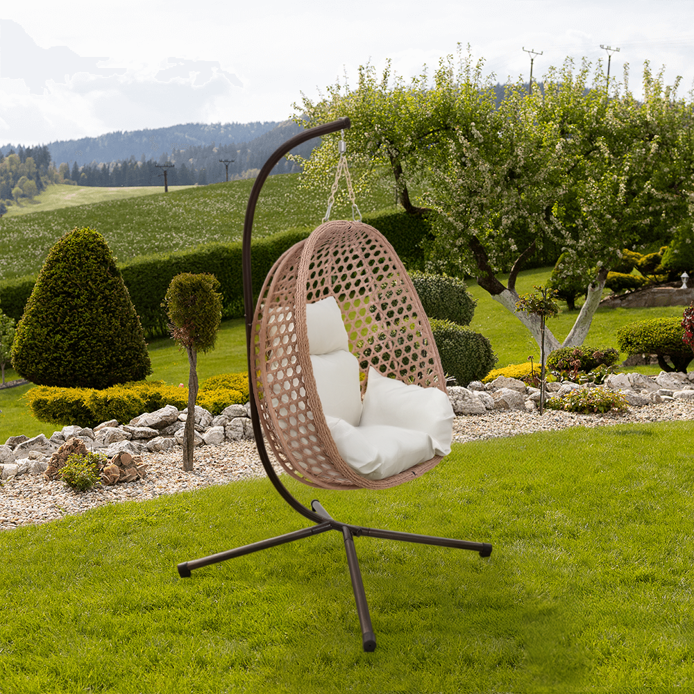 Scaun suspendat, pliabil, cupru/bej/crem, SANAN [11]