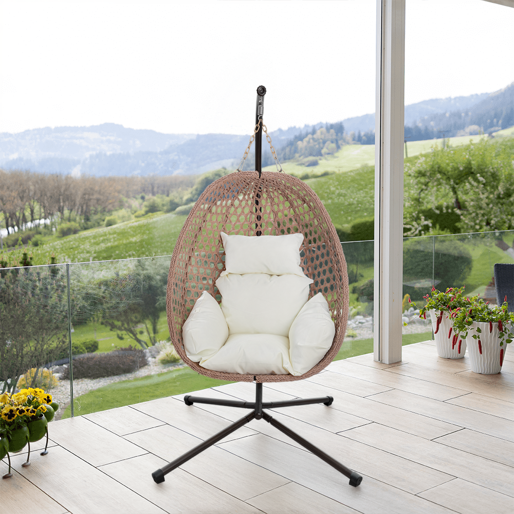 Scaun suspendat, pliabil, cupru/bej/crem, SANAN [12]