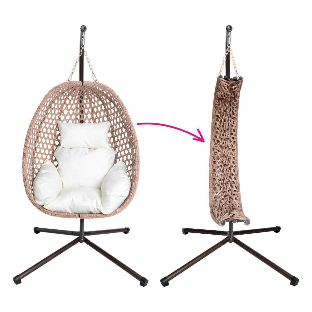 Scaun suspendat, pliabil, cupru/bej/crem, SANAN [3]