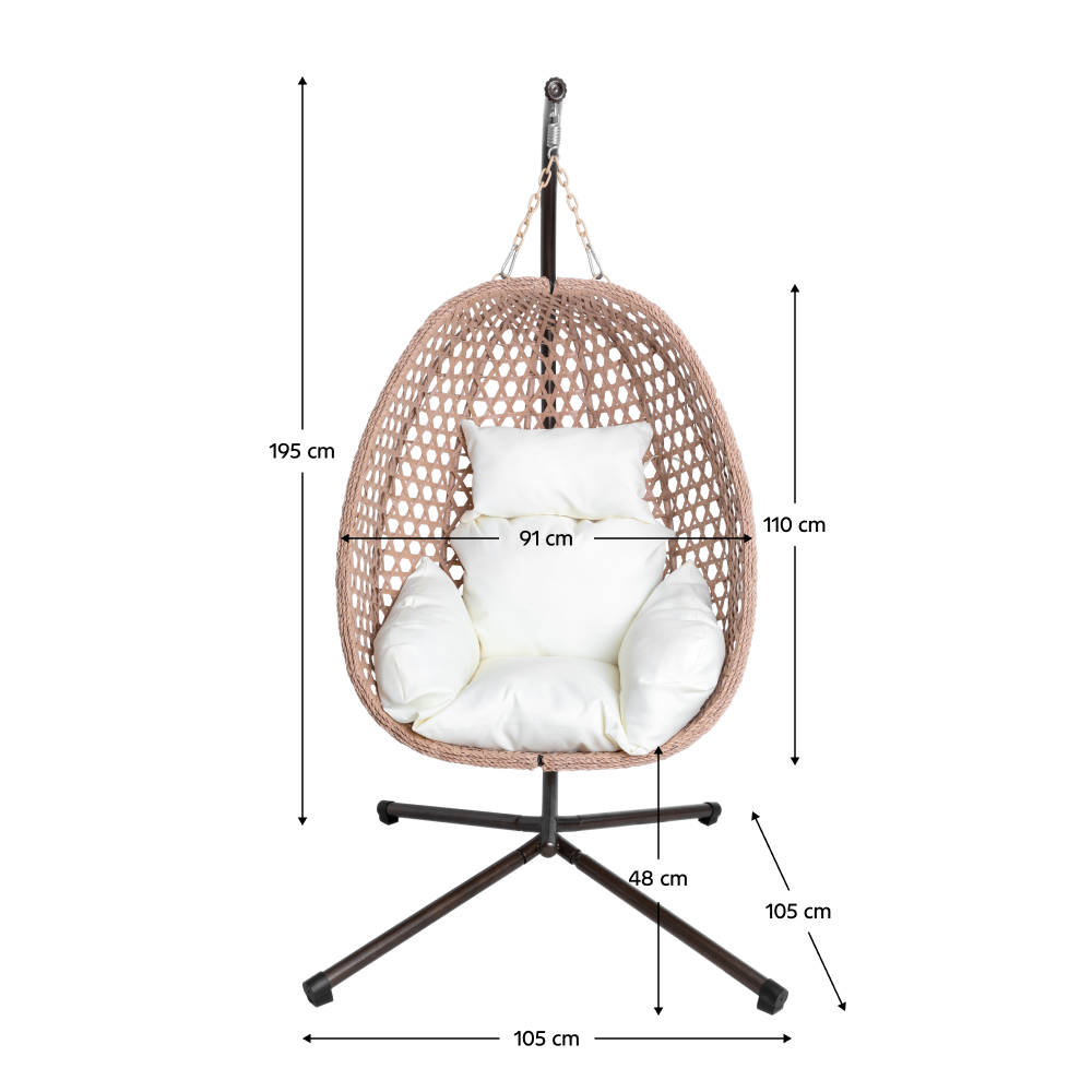 Scaun suspendat, pliabil, cupru/bej/crem, SANAN [13]