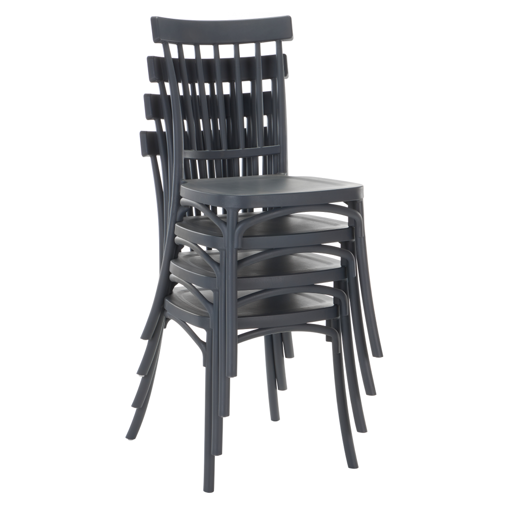 Scaun stivuibil, gri închis, SAZEN NEW [1]