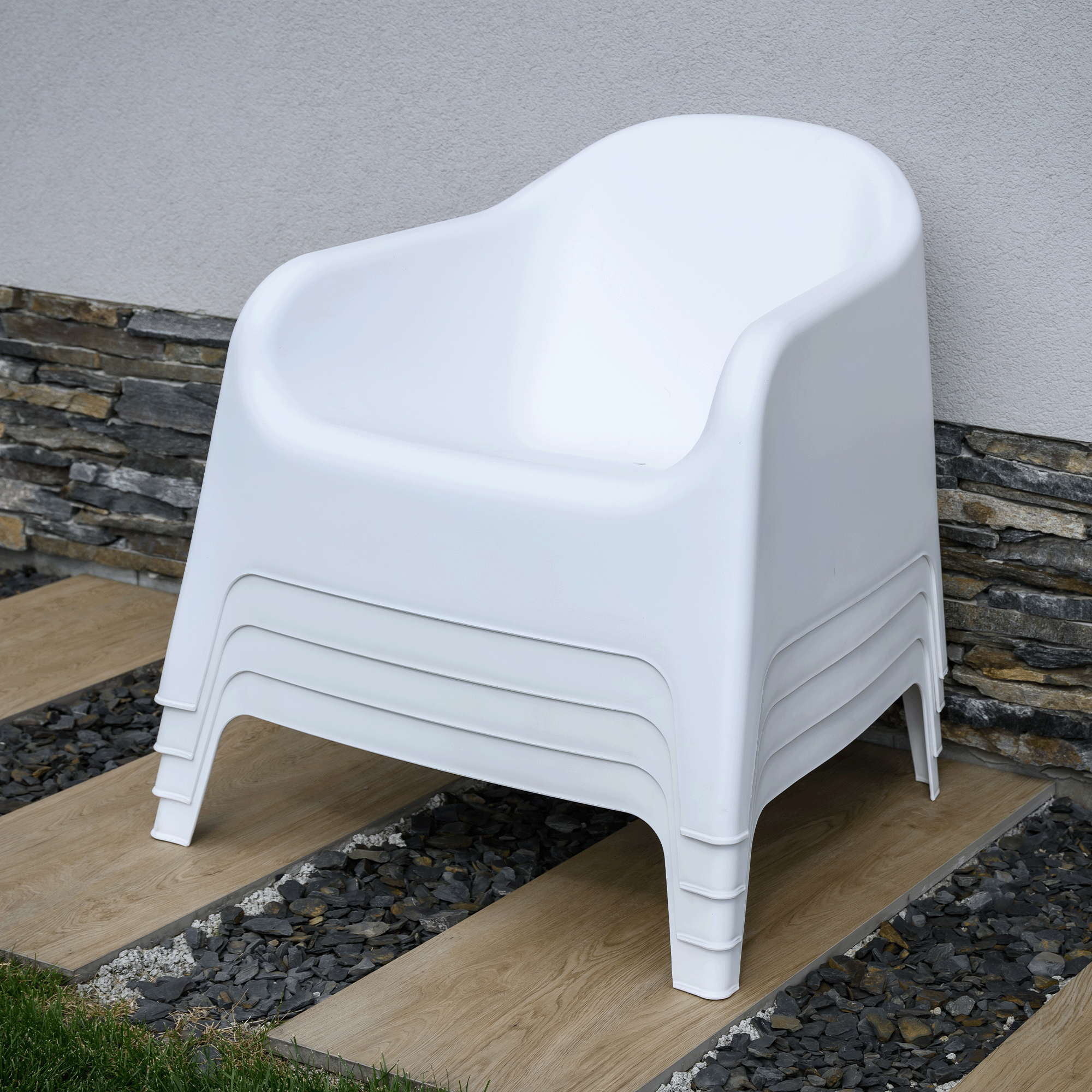 Scaun stivuibil, alb, plastic, SOKRA NEW [9]